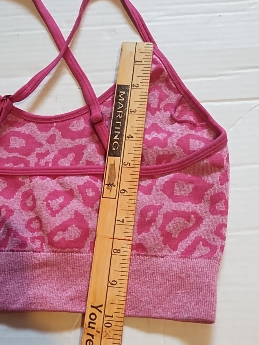 Seamless Pink Leopard Print Bralette - Crisscross Straps - Picture 4 of 5